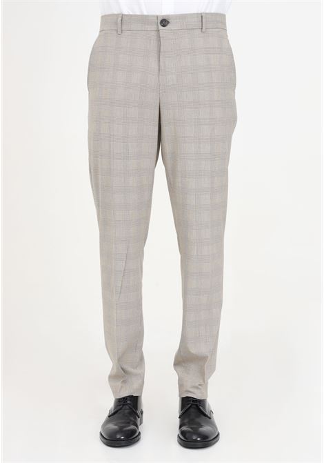 Beige men's trousers with checked pattern SELECTED HOMME | 16092556Sand